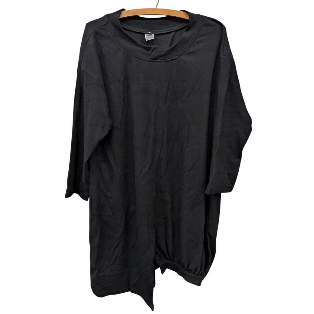 Dress to Kill Black Asymmetric Tunic Top‎ Art to Wear Lagenlook- One Size